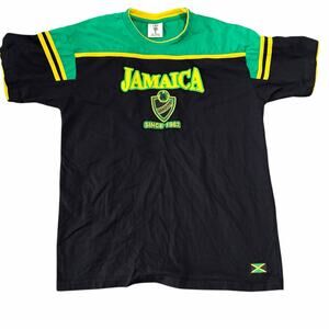 Vintage LMS Jamaica National Football Team T-Shirt XL Black Green Reggae Boyz